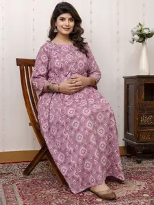 Nayo Ethnic Motifs Print Maternity Maxi Dress