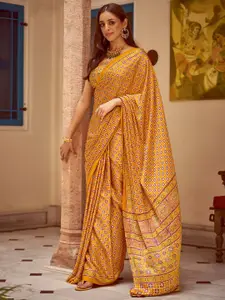 Saree mall Ethnic Motifs Poly Crepe Block Print Sarees