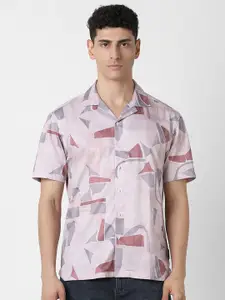 V Dot Men Opaque Printed Party Shirt