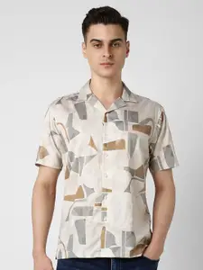 V Dot Men Slim Fit Opaque Printed Party Shirt