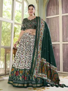 LOOKNBOOK ART Printed Foil Print Ready to Wear Lehenga & Unstitched Blouse With Dupatta