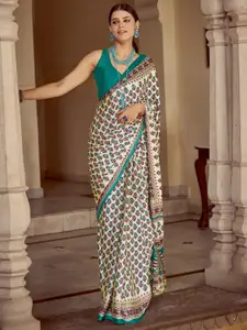 Saree mall Bagh Poly Crepe Block Print Sarees