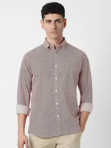 V Dot Men Slim Fit Opaque Printed Party Shirt