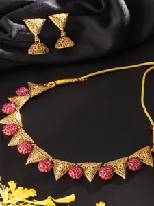 Niscka Gold Plated AD Studded Choker Necklace Set