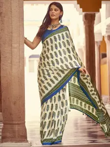 Saree mall Bagh Poly Crepe Block Print Sarees