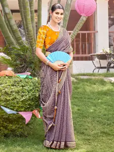 Saree mall Striped Poly Chiffon Sarees