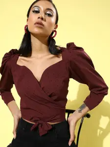 Sera Sweetheart Neck Crepe Wrap Crop Top