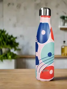 Smily Kiddos Blue & Red Stainless Steel Abstract Double Wall Vacuum Water Bottle 500ml