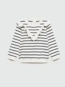 Mango Kids Girls Striped Ruffle Detail Pullover