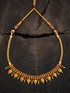 Kushal's Fashion Jewellery Embellished Bridal 92.5 Gold Plated Temple Stone Necklace