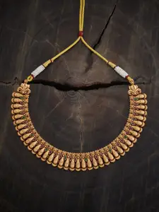 Kushal's Fashion Jewellery Copper Gold-Plated Artificial Stones Studded Antique Necklace