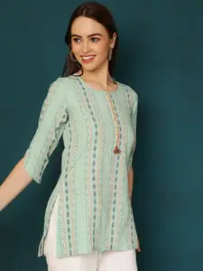 AKIMIA Woven Design Mirror Work Mirror Work Kurti