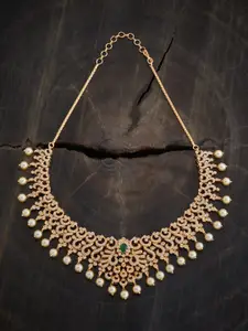 Kushal's Fashion Jewellery Copper Gold-Plated Cubic Zirconia Studded Necklace