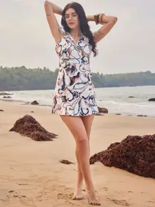 PURVAJA V-Neck Printed A-line Dresses