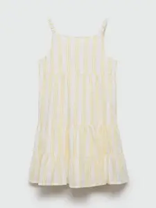Mango Kids Girls Pure Cotton Striped Tiered A-Line Dress