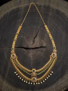 Kushal's Fashion Jewellery Copper Gold-Plated Antique Artificial Beads Necklace