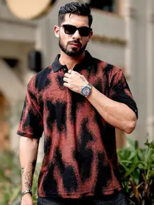 Maniac Men Dyed Polo Collar Cotton Oversized T-Shirt