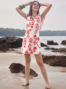 PURVAJA Floral Printed Sheath Mini Dress