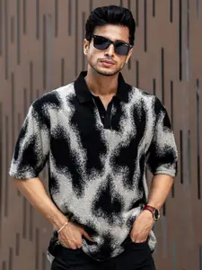 Maniac Men Dyed Polo Collar Cotton Oversized T-Shirt