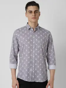V Dot Men Slim Fit Opaque Printed Casual Shirt