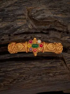 Kushal's Fashion Jewellery Embellished Bridal Navaratna 92.5 Silver Gold-Plated Bangles