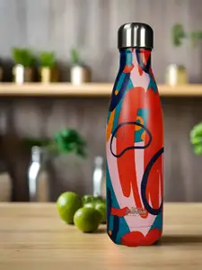 Smily Kiddos Red & Blue Stainless Steel Abstract Double Wall Vacuum Water Bottle 500ml