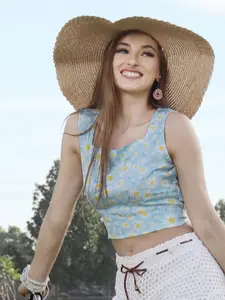 Sera Floral Print Crepe Crop Top