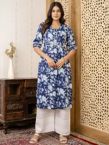 Nayo Floral Printed Round Neck Cotton Straight Kurta