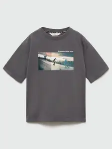 Mango Kids Boys Pure Cotton Graphic Printed T-shirt