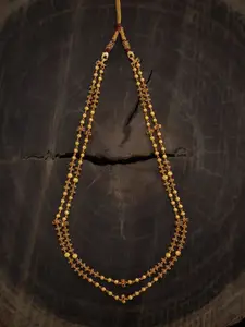 Kushal's Fashion Jewellery 92.5 Silver Gold Plated Antique Studded Necklace