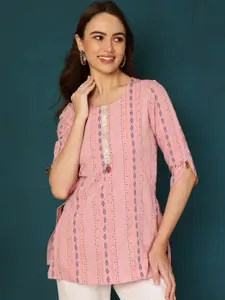 AKIMIA Woven Design Mirror Work Mirror Work Kurti