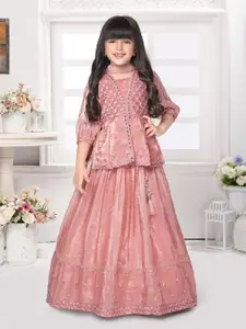 Tiny Kingdom Girls Embroidered Ready to Wear Lehenga & Blouse With Dupatta