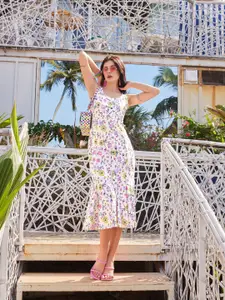 PURVAJA Women Floral Printed Bodycon Midi Dress