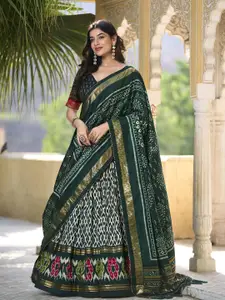 LOOKNBOOK ART Printed Ikat Ready to Wear Lehenga & Unstitched Blouse With Dupatta