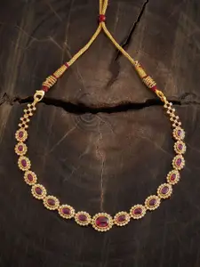 Kushal's Fashion Jewellery Embellished Bridal Gold-Plated 92.5 Temple Necklace