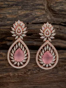 Kushal's Fashion Jewellery Gold-Plated Zircon Embellished Bridal Teardrop Shaped Pendant