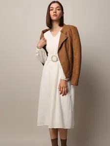 ONLY Cotton Schiffli Belted A-Line Midi Dress