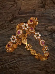 Kushal's Fashion Jewellery Embellished Bridal Set of 2 92.5 Silver Temple Bangle