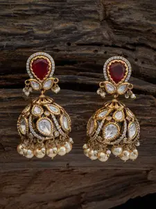 Kushal's Fashion Jewellery Embellished Bridal  Dome Shaped Kundan Jhumkas