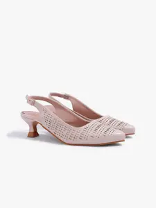 Carlton London Textured Kitten Pumps with Laser Cuts