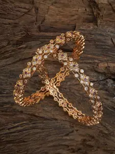Kushal's Fashion Jewellery Gold-Plated Ruby Zircon Studded Bangles