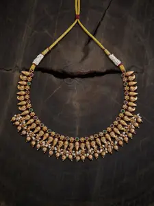 Kushal's Fashion Jewellery Gold Plated Artificial Stones Studded Antique Necklace