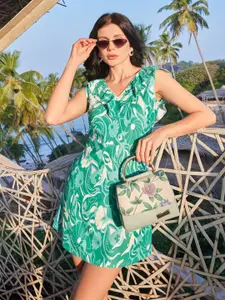 PURVAJA Floral Printed Sheath Mini Dress