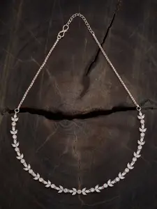 Kushal's Fashion Jewellery Copper Rose Gold-Plated Cubic Zirconia Studded Necklace