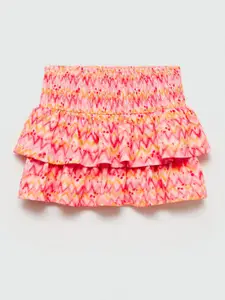 Mango Kids Girls Gathered & Pleated Detail Ruffle Peplum Skirt