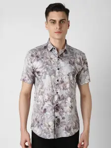 V Dot Men Slim Fit Floral Opaque Printed Party Shirt