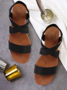 Denill Women Ankle Strap Open Toe Flats