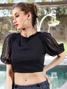 Sera Puff Sleeve Chiffon Crop Top