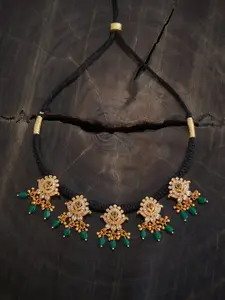 Kushal's Fashion Jewellery Embellished Bridal 92.5 Silver Gold-Plated Temple Necklace