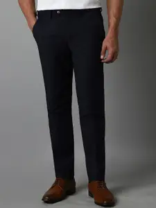 Louis Philippe Men Checked Slim Fit Trousers